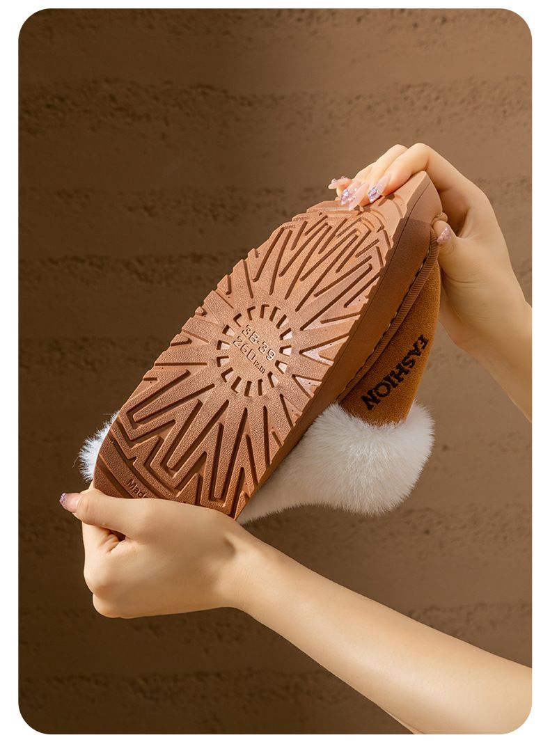 Women's Shoes Cotton Slippers For Women Winter New Home Warm Fur Plush Slippers Indoor Winter Thick Sole Fashionable Outdoor Wear_voghion.com