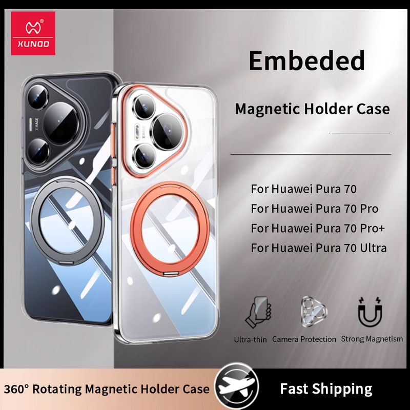 Xundd For Huawei P70 Pro Plus Pura 70 Ultra 360° Rotation Magnetic Holder Case Camera Protection Clear Phone Cover_voghion.com