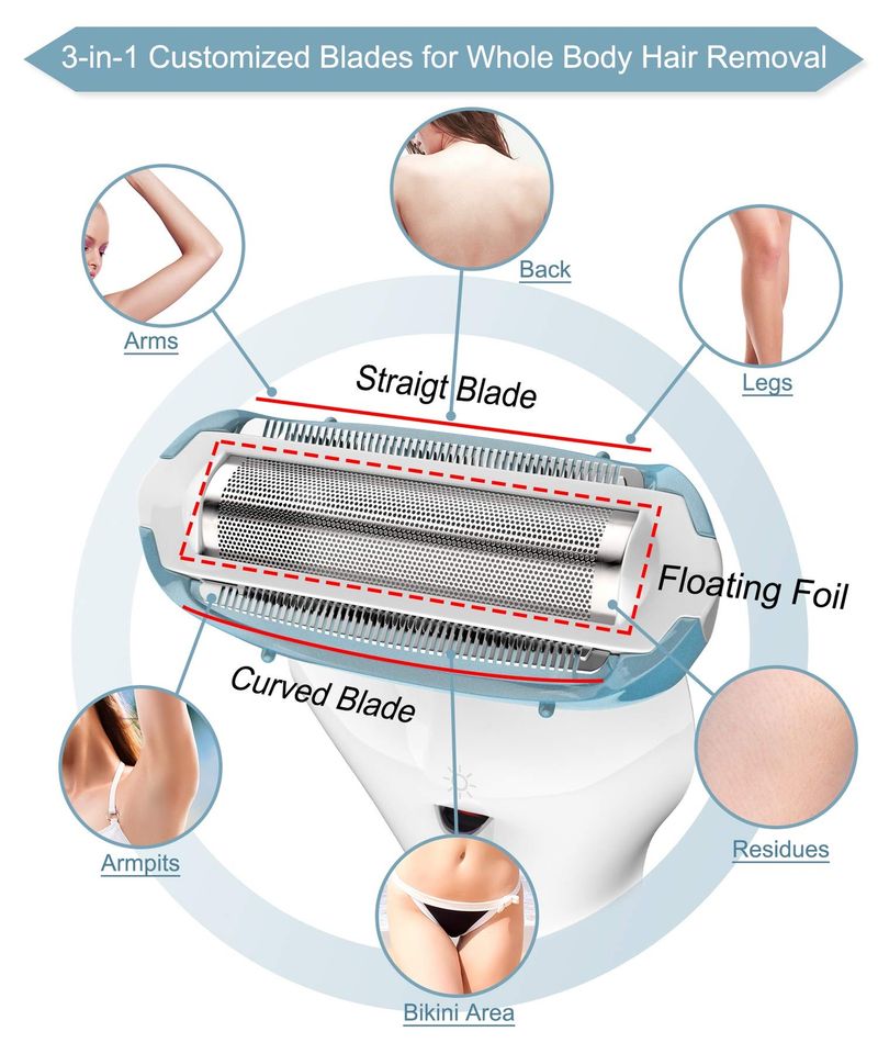 Brori Elektrischer Damenrasierer, Damenrasierer, Bikini-Trimmer für Frauen, Beine, Schamhaar_voghion.com