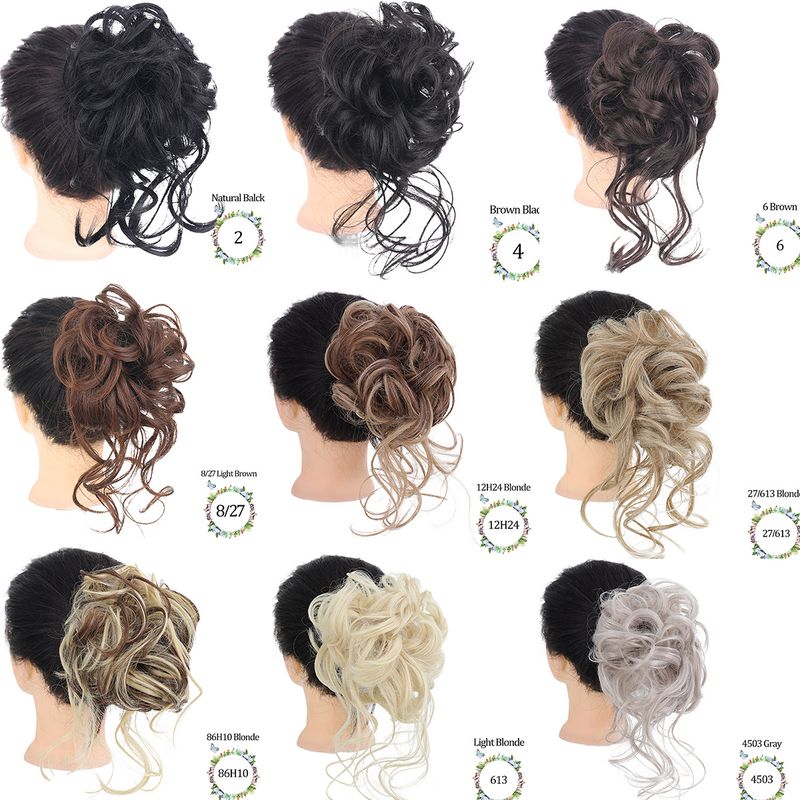 Faixa de cabelo com presilha Coque preguiçoso de cabelo longo e bagunçado 25cm55g coque com presilha_voghion.com