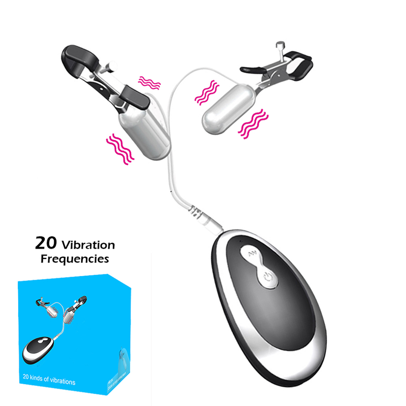 Vibromasseur à tétons à 20 fréquences Pinces à tétons vibrantes Pince clitoridienne Massage des seins Stimulation clitoridienne Jouets sexuels féminins_voghion.com
