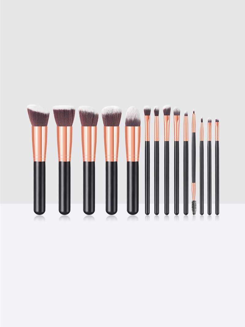 14 Makeup Brushes Set Five Big Five Small Black Gold GUJHUI_voghion.com