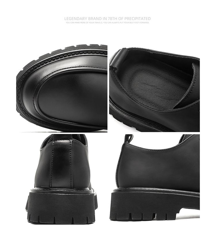 Zees 2024 New Business Leather Thick Sole Casual Men's Single British Style Formal Large Toe Shoes Korean Version Trendy Men_voghion.com