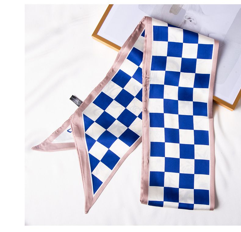 Borsa a scacchiera quadrata versione coreana, sciarpa, moda decorativa, sciarpa di seta versatile_voghion.com