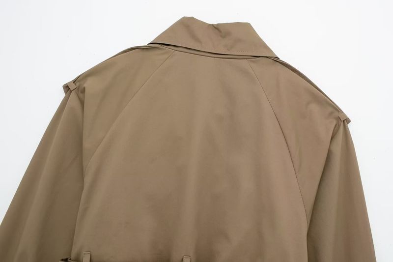Trench corto da donna – Giacca blazer casual slim fit con cintura, doppiopetto (nero, cachi, marrone scuro, blu navy, verde militare)_voghion.com