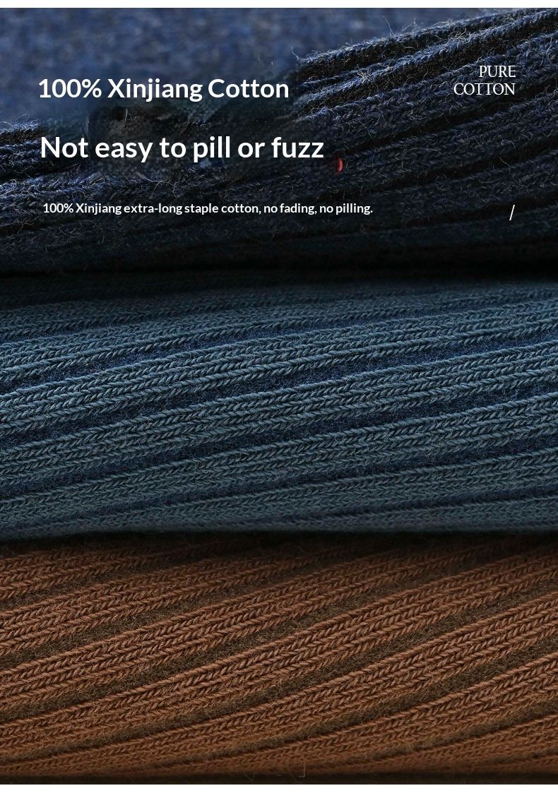Wangjia Xinjiang Automne Pure Chaussettes Mi-mollet Anti-Odeur Hiver Épaisses Homme Affaires 100% Coton Vente en Gros_voghion.com