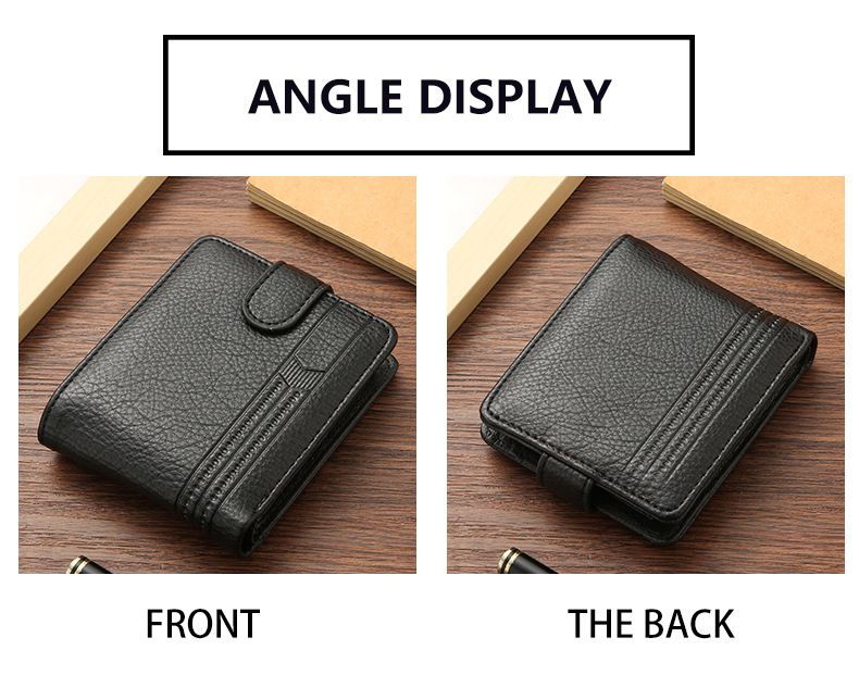 Men's Wallet Card Cases Pu Leather Short Zipper Buckle Wallet Wallet Coin Wallet_voghion.com