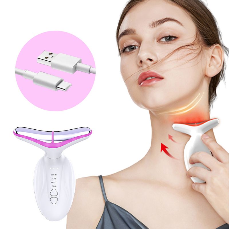 New EMS Bipolar Colorful with Heating, Vibration, Massage, Face and Dual purpose Light Line Tightening Neck Beauty_voghion.com