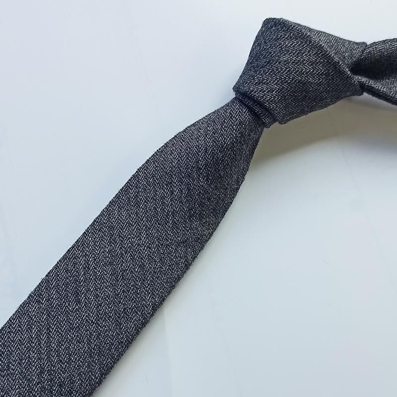 Cravatta casual stretta da uomo, 6 cm, stile retrò britannico, in lana, grigia, formale, nera, versatile, pied de poule_voghion.com