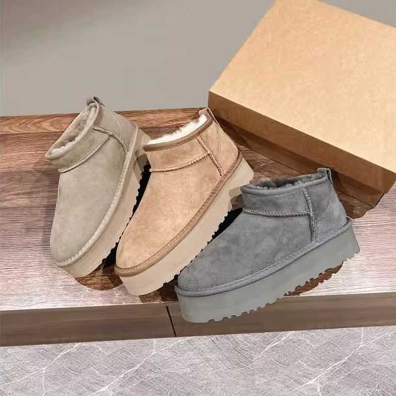 Sheepskin And Fur Integrated Tube Warm Short 202 New Leg Show Long Thick Bottom Fury Snow Boots For Women_voghion.com