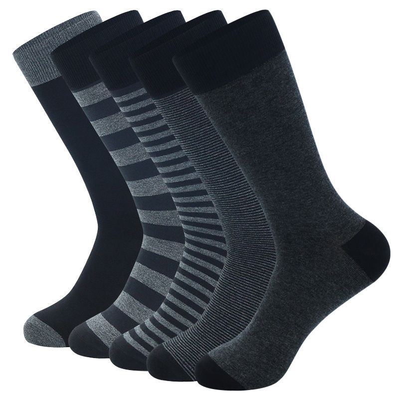 Men's Stockings Large Striped Solid Color Business Trend Autumn and Winter Men's Stockings_voghion.com