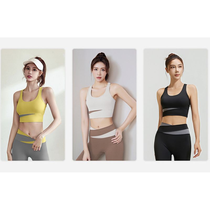Vest Shorts Summer Color Block Casual Breathable Sports Set High Elasticity Bare Feel Fitness Yoga Wear For Women_voghion.com