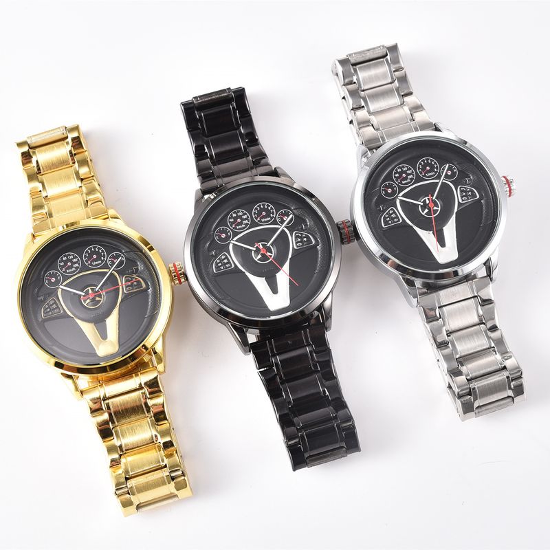 Stylové pánské quartzové hodinky s personalizovaným designem, módní hodinky s ocelovým řemínkem na volant auta_voghion.com