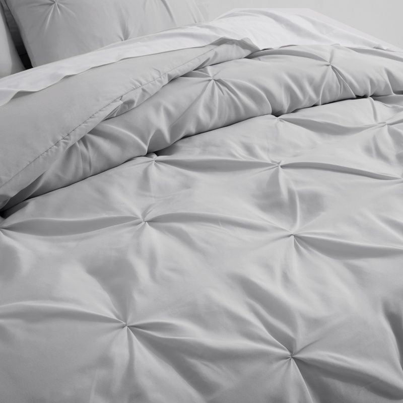 Copripiumino plissettato grigio Flower Craft, set di biancheria da letto per la casa, tre pezzi_voghion.com