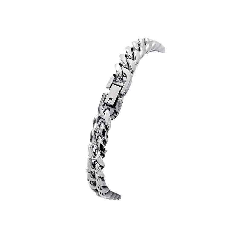 Bracciale a catena cubana in stile semplice in acciaio inossidabile con chiusura in titanio audace_voghion.com
