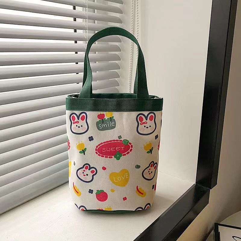 Borsa per il pranzo portatile in tela con stampa a cilindro, stile coreano, stile graffiti, per mamma_voghion.com