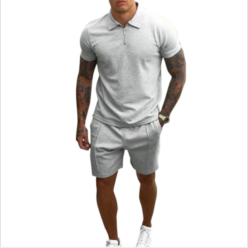 2024 Sommer Neues lässiges Kurzarm-T-Shirt mit schmaler Passform und Shorts für Herren, zweiteiliges Set_voghion.com
