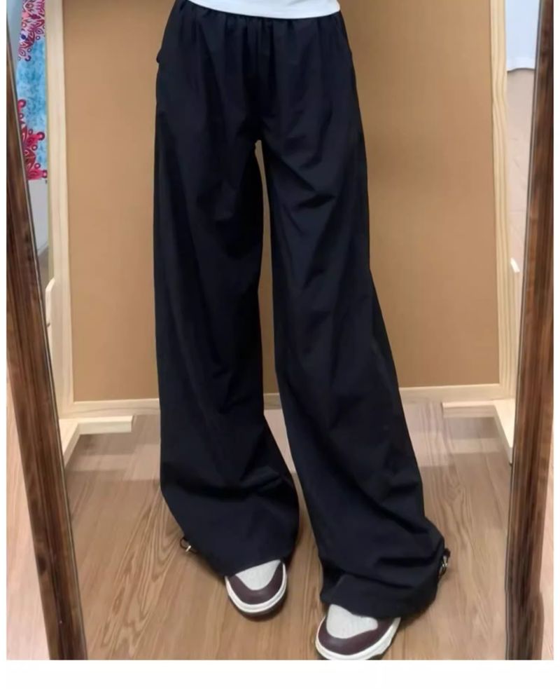 Calça cargo feminina de cintura alta, verão 2025 - Calça de trabalho leve, fluida e versátil com bainha ajustável, respirável e elástica para uso casual_voghion.com