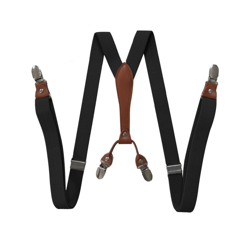 Tirantes VOOTHOST de 4 clips negros para hombre, 2,5 cm, para pantalones de mujer, con tirantes ajustables, color negro F0219_voghion.com