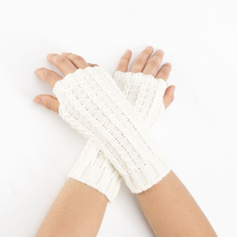 Fried Dough Twists Wrist Gloves Autumn Winter New Knitted Wool Warm Men And Women's Short Skiing Open Finger Sleeve_voghion.com