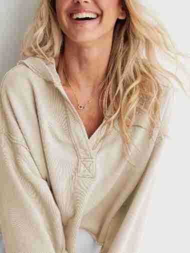 Felpa con cappuccio alla moda e ampia, da donna, in primavera e autunno, con scollo a V, pullover, maniche lunghe_voghion.com