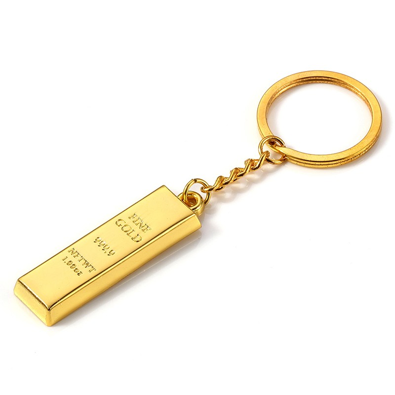 Kultainen tiili-avaimenperä auton avaimille Design Luxury Gold Bar -avaimenperä Moottoripyörän avaimenperä Muoti korutarvikkeet_voghion.com
