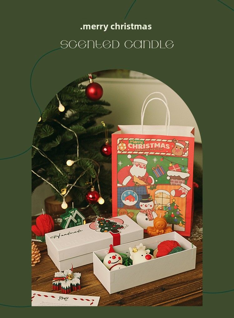 Juego de caja de regalo de velas aromáticas navideñas artesanales hechas a mano, prácticas para venta al por mayor a pequeña escala y envíos transfronterizos._voghion.com