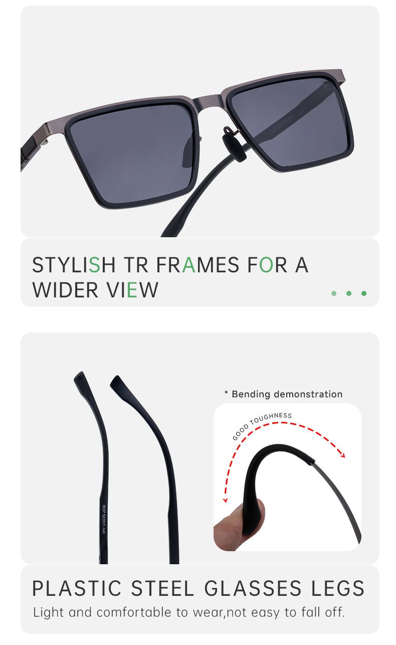 Retro Square Frame Sunglasses Men's Trendy Polarized Sunglasses Men's Sunglasses_voghion.com
