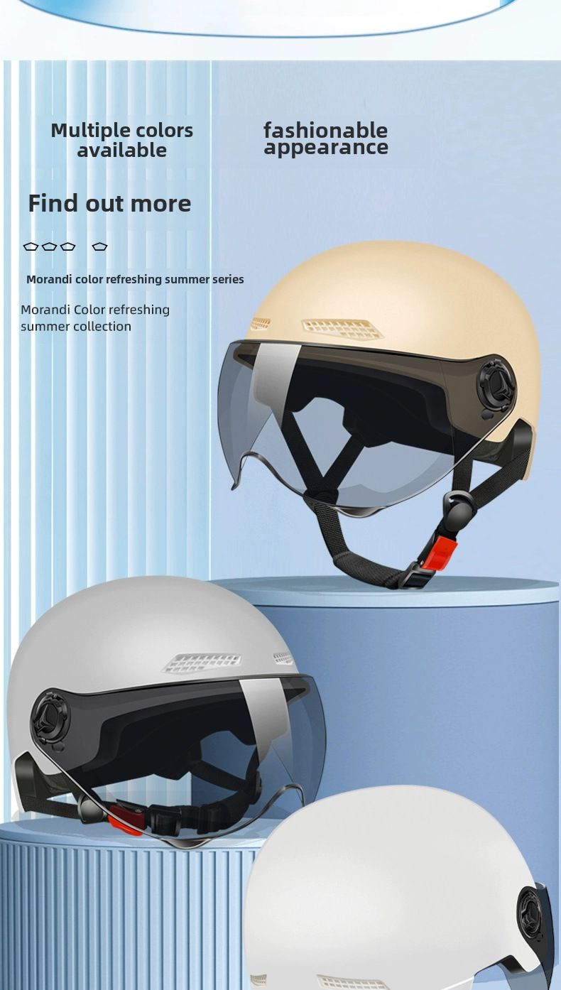Casco per veicoli elettrici, protezione solare estiva da uomo e da donna, casco leggero per veicoli elettrici, mezzo casco_voghion.com