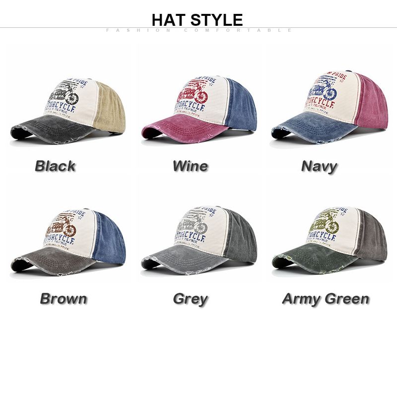 Cappellino da baseball largo con stampa graffiti, lavato, vecchio, color block, berretto a tesa curva con becco d'anatra_voghion.com