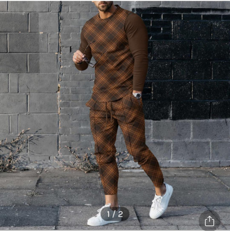 2022 New hoodie for casual round neck 3D digital printing two-piece men's set_voghion.com