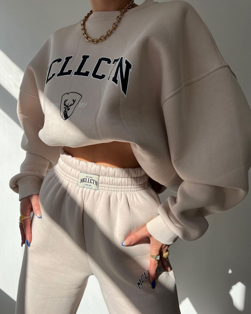 abbigliamento casual europeo e americano transfrontaliero moda stampata abito spesso più felpa in velluto pantaloni a maniche lunghe abito_voghion.com