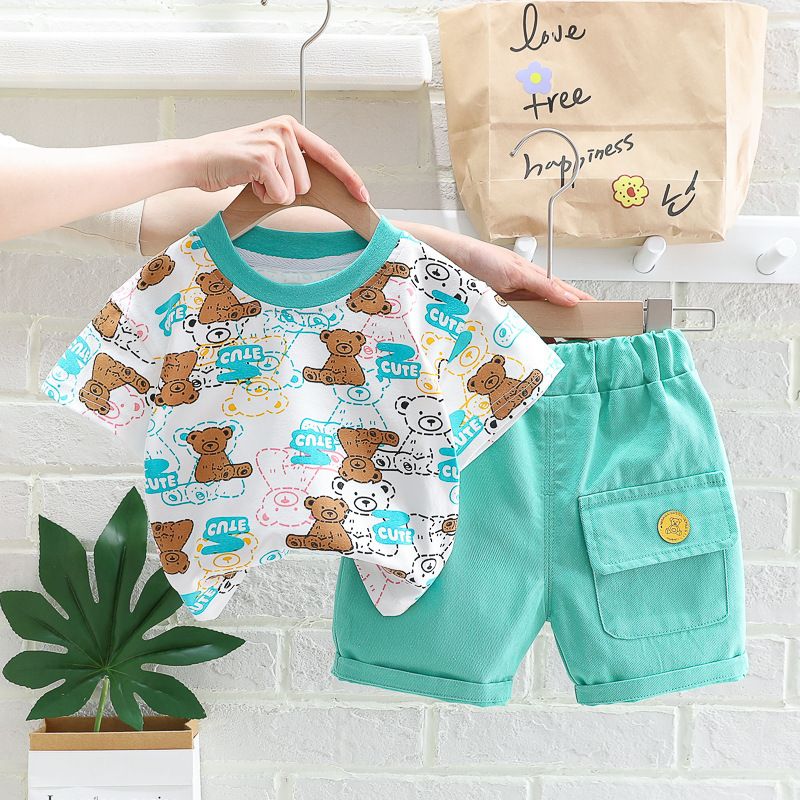 Zweiteiliges Sommerkleidungsset für Jungen und Mädchen, stilvolle, süße, zierliche und modische kurzärmelige Kinderkleidung_voghion.com