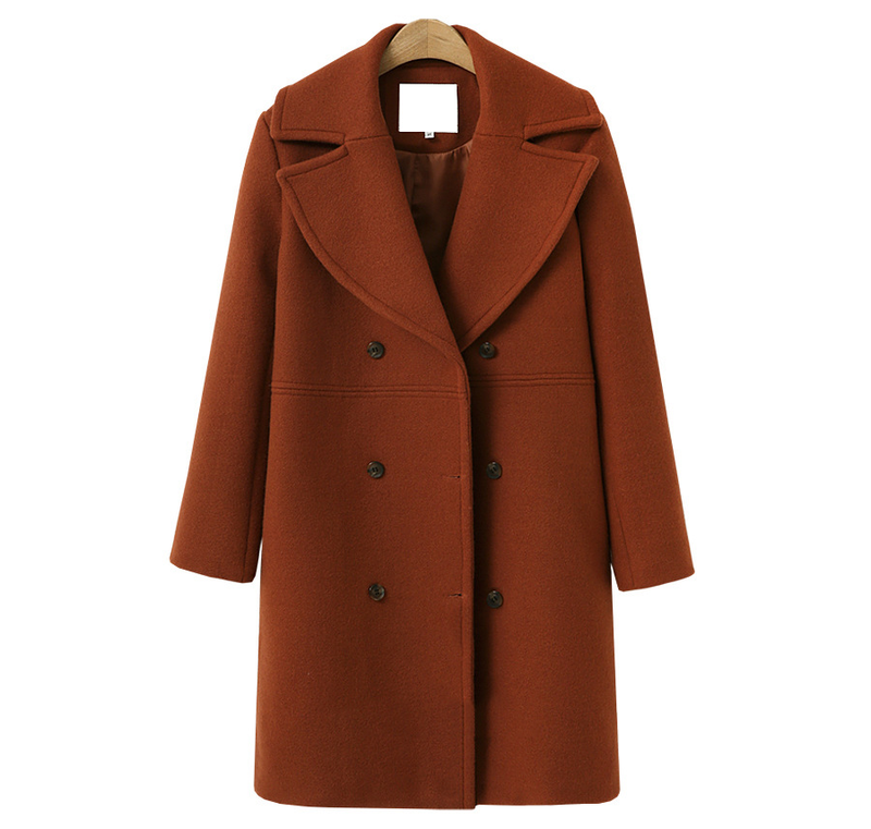 Autumn And Winter Large Size Women's Woolen Coats Women's Double-breasted Mid-length Windbreaker Woolen Coat_voghion.com