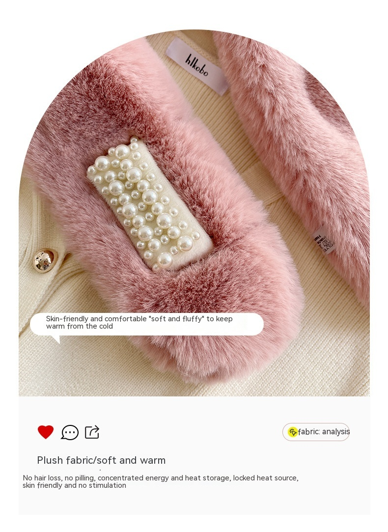 Versione coreana della sciarpa invernale in peluche a doppia faccia con coniglio di lontra, caldo scialle copricollo in pelliccia da donna_voghion.com