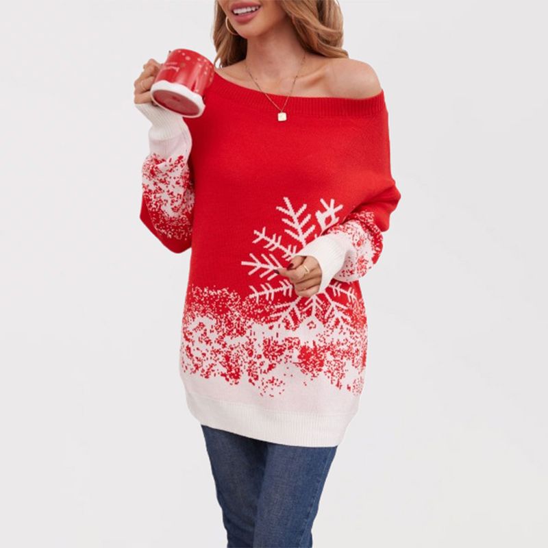Maglione da donna alla moda per le feste del Giorno dell'Indipendenza con scollo rotondo_voghion.com