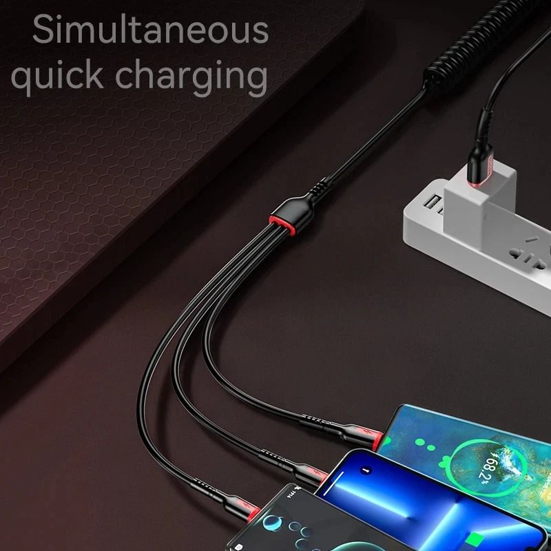 3'ü 1 arada 18W Hızlı Şarj USB Type C Kablosu Mikro USB Kablosu IPhone 14 13 12 Pro Şarj Kablosu OnePlus, USB C Cep Telefonları Şarj Kablosu_voghion.com