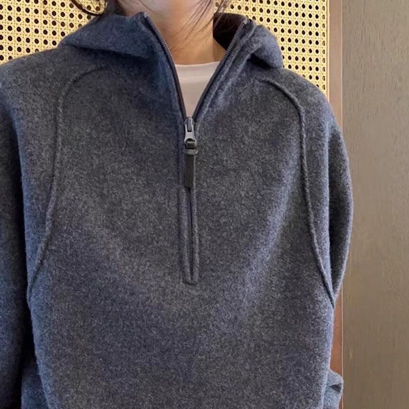 American Lazy Style Double-sided German Velvet Hooded Sweatshirt For Women, 2024 Fashionable Stylish, Small And High-end_voghion.com