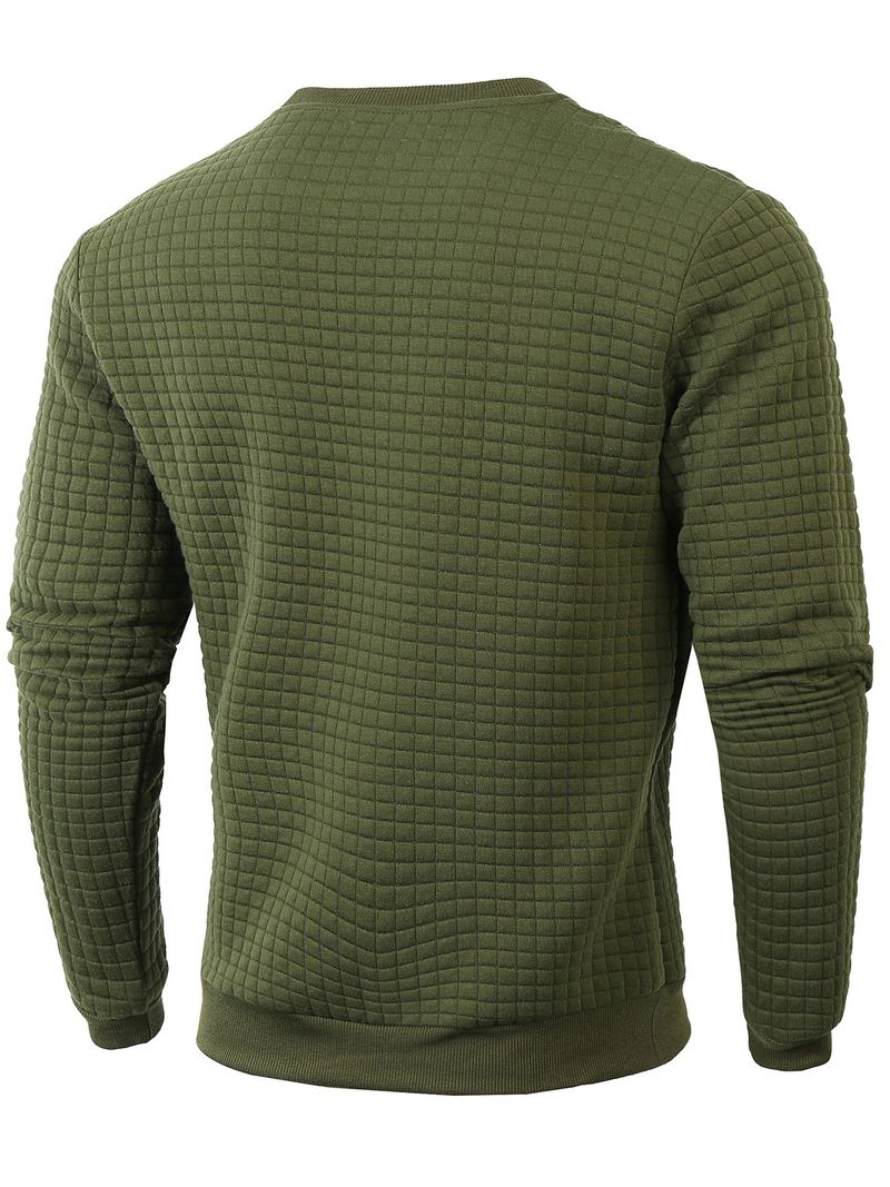 Ropa para hombre, otoño e invierno, camisa informal ajustada para hombre, camiseta de manga larga con cuello redondo y diseño de gofre_voghion.com