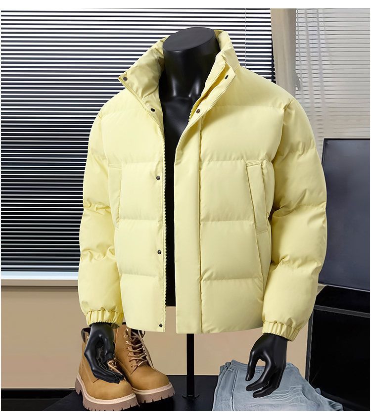 Chaqueta acolchada de invierno para hombre: abrigo grueso con cuello alto y relleno de poliéster, estilo urbano informal de corte oversize._voghion.com