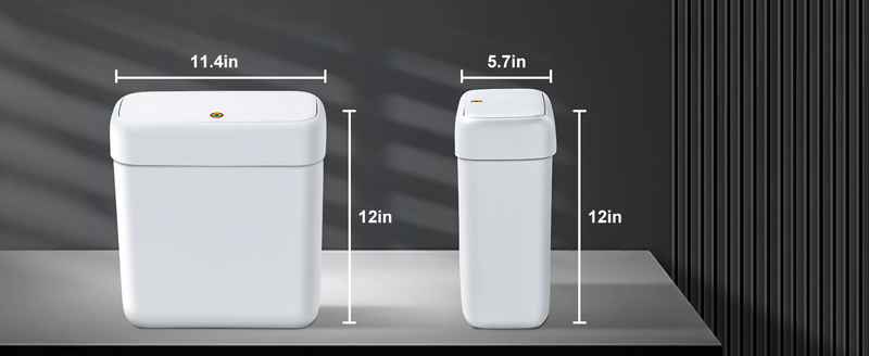 funest Bathroom Small Trash Can With Lid, 13 Liter/3.4 Gallon Slim Garbage Bin With Press Top Lid, White Wastebasket For Bedroom, Office, Kitchen, RV_voghion.com
