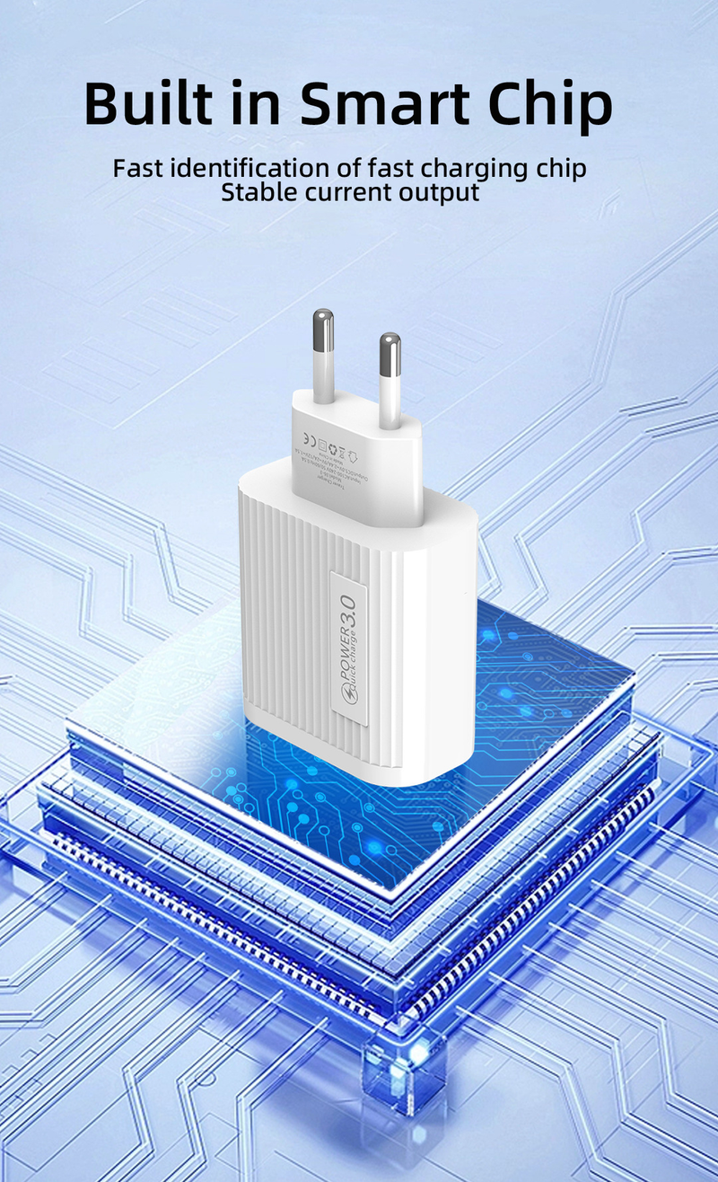 European USB mobile phone charger 18W American standard single port QC3.0 fast head travel charging adapter_voghion.com