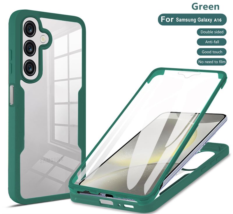Samsung Galaxy A16 5G Şeffaf Ekran İçin 360 Tam Koruma Kılıfı Silikon Tamponlu Tpu+Pc Arka Kapaklı Galaxya16 A_voghion.com