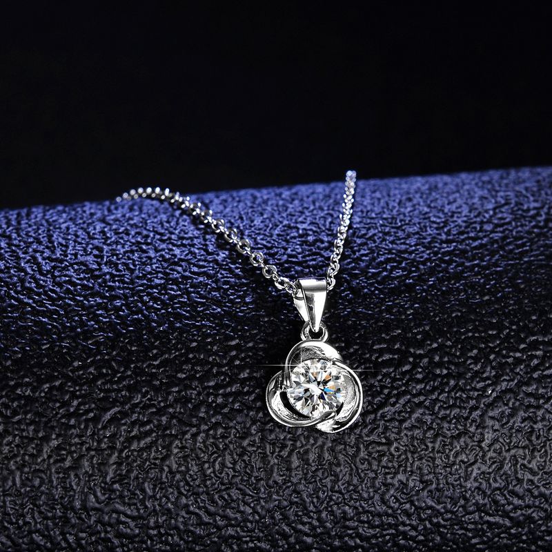 Tancise Luxe Personnalité Argent Moissanite Pendentif Collier Femme Classique Tide Party Cadeau_voghion.com