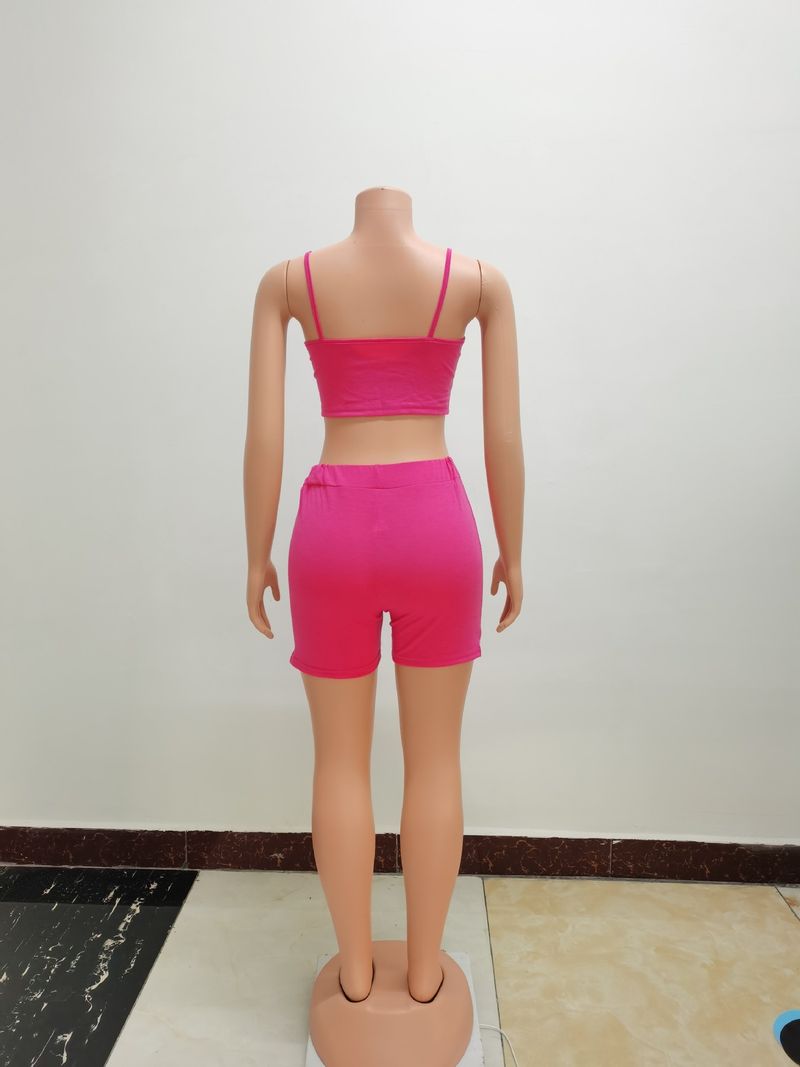 2025 Autumn New Women's Solid Color Crop Top Camisole And Bike Shorts Set For Independent Brands In Cross-Border Trade_voghion.com