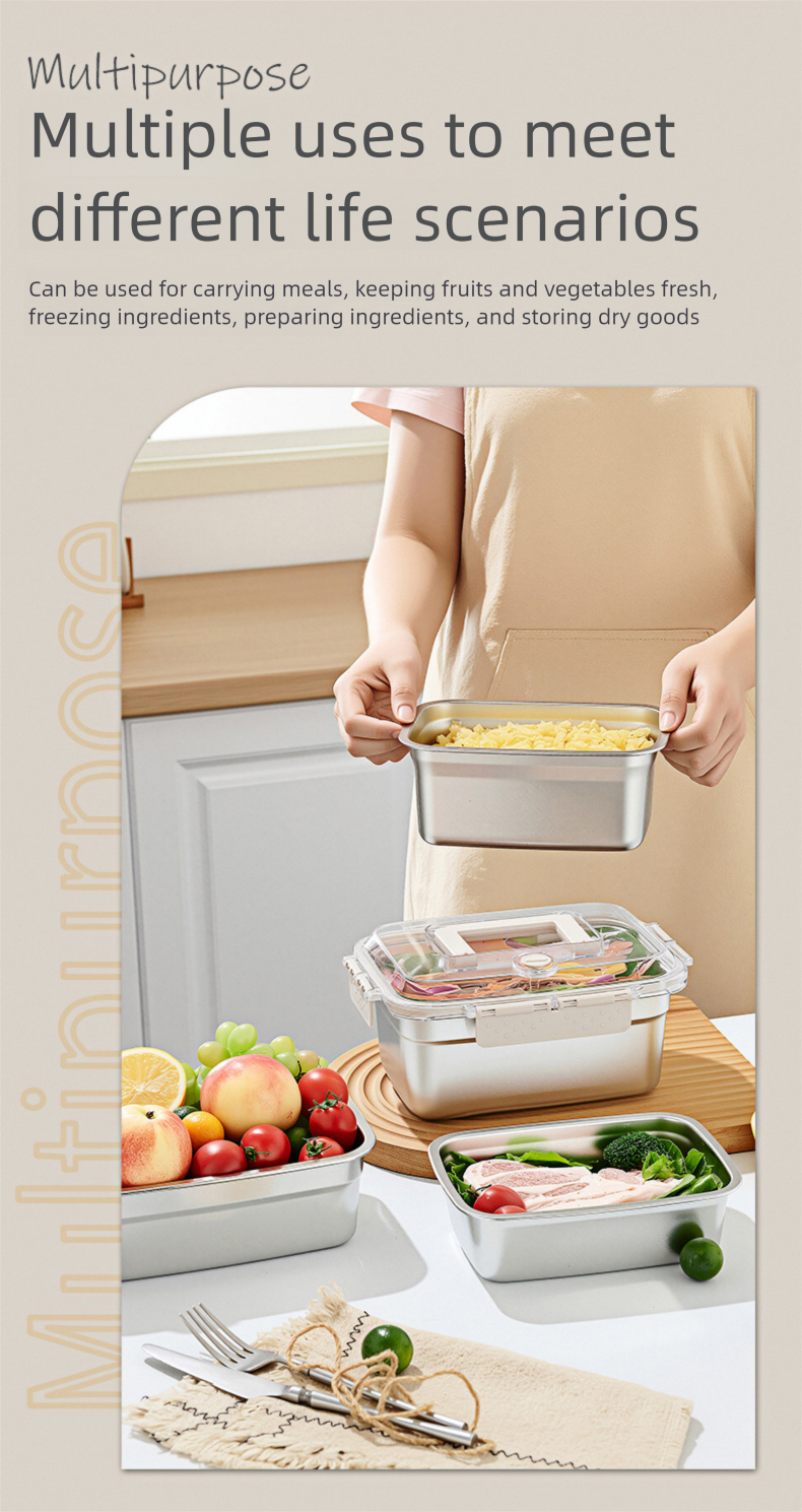 Contenitore per il pranzo portatile da esterno, sigillato, in acciaio inossidabile per alimenti 316, con coperchio, per conservare la freschezza e conservare il congelamento._voghion.com