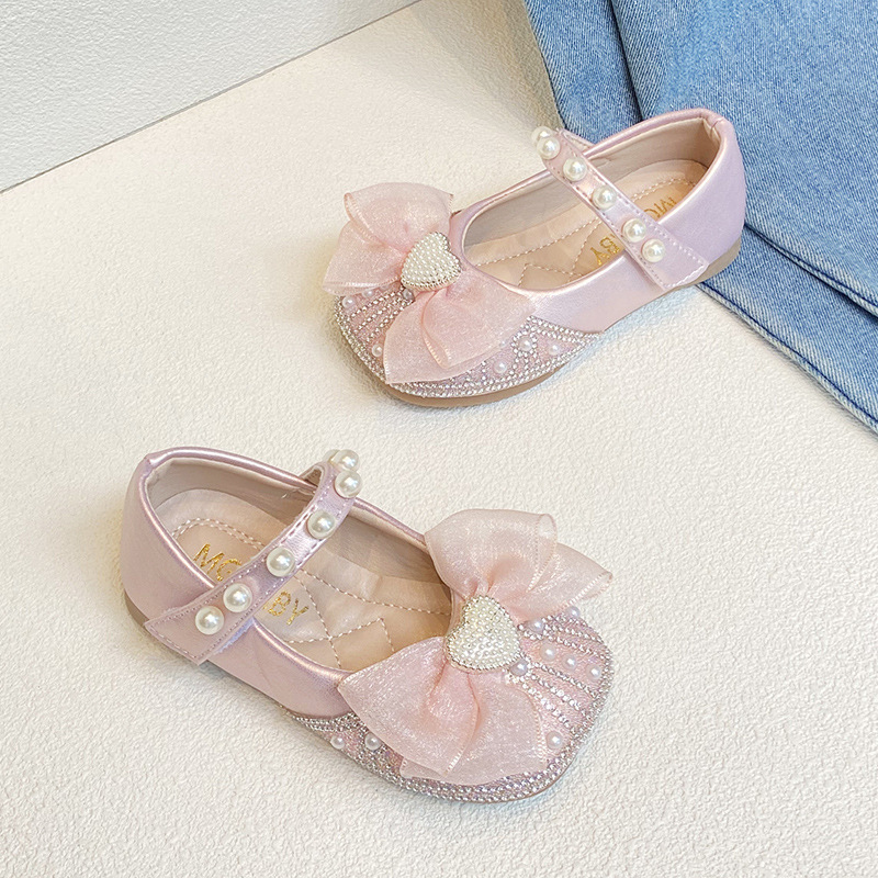 Mother&Kids Dolci strass lavorati a maglia Scarpe da principessa per bambine con grandi fiocchi piccola pelletteria per bambini_voghion.com