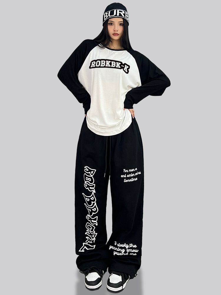 Pantalon de danse hip-hop pour femme, coupe ample, imprimé, jazz, yoga, avec cordon de serrage, taille haute, streetwear, décontracté_voghion.com
