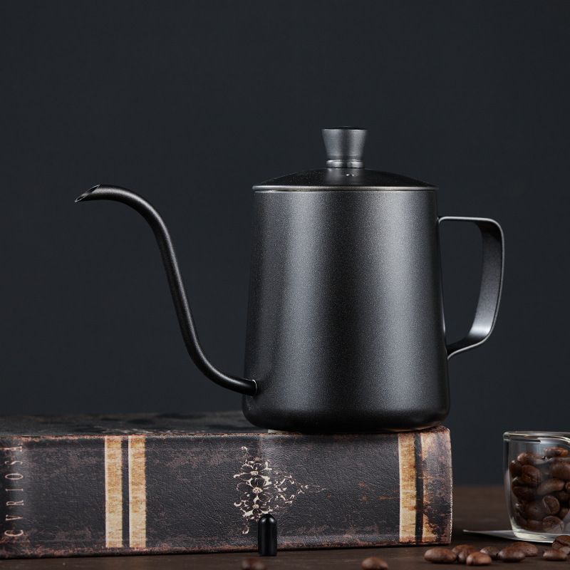 304 Stainless Steel 350ML With Lid Thickened Mini Long Spout Narrow Mouth Drip Coffee Pour Over Kettle_voghion.com