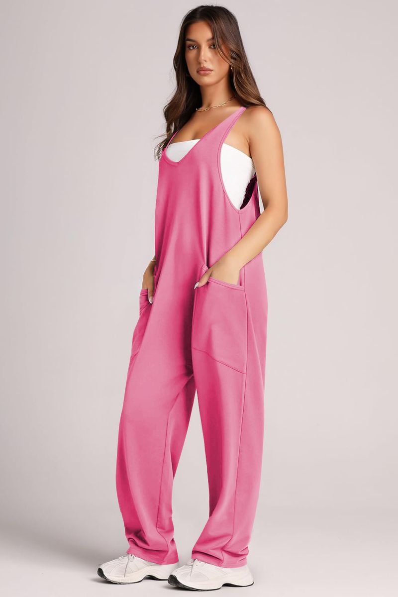 Sommer-Jumpsuit aus Baumwolle für Damen – Ärmelloser Overall mit Taschen, lässiger, lockerer Schnitt | Streetwear-Mode | Leicht und atmungsaktiv_voghion.com